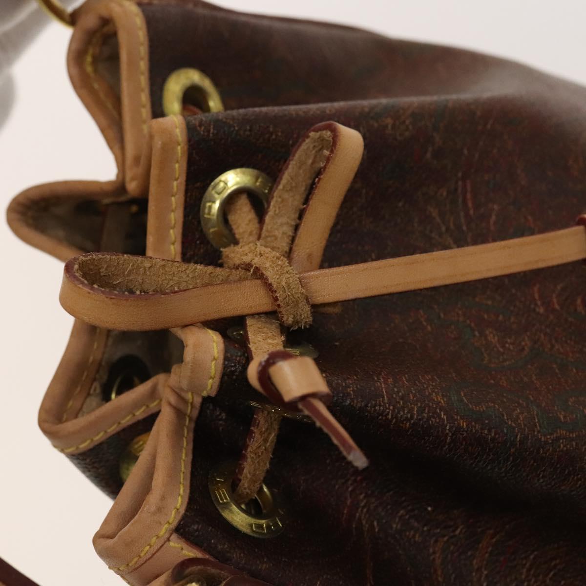 ETRO Paisley Shoulder Bag PVC Brown Gold Auth am8283