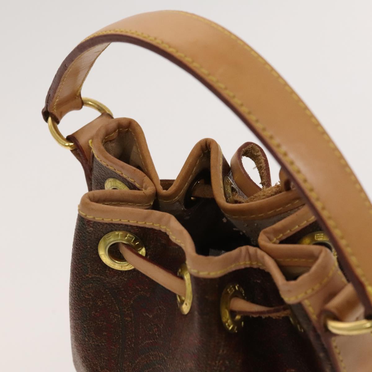 ETRO Paisley Shoulder Bag PVC Brown Gold Auth am8283