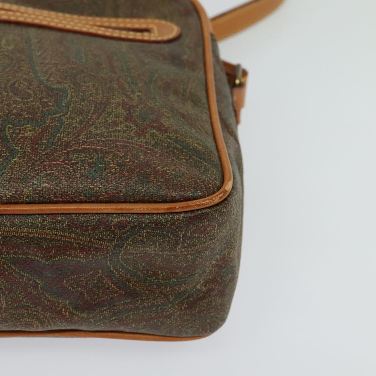 ETRO Paisley Shoulder Bag PVC Brown Gold Auth am8284