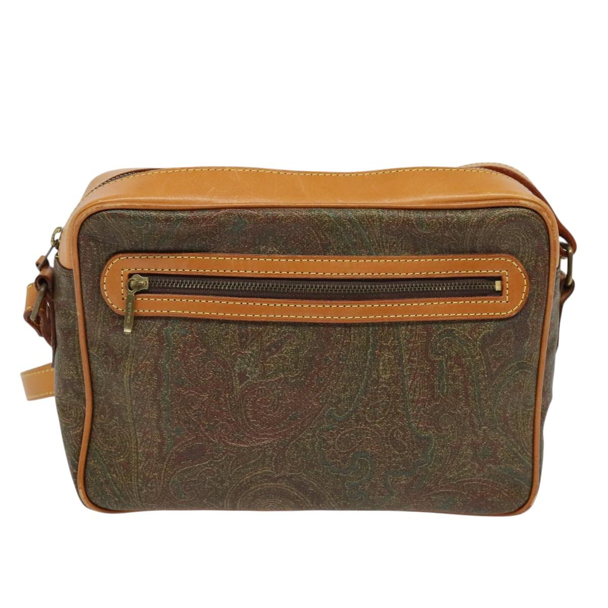 ETRO Paisley Shoulder Bag PVC Brown Gold Auth am8284