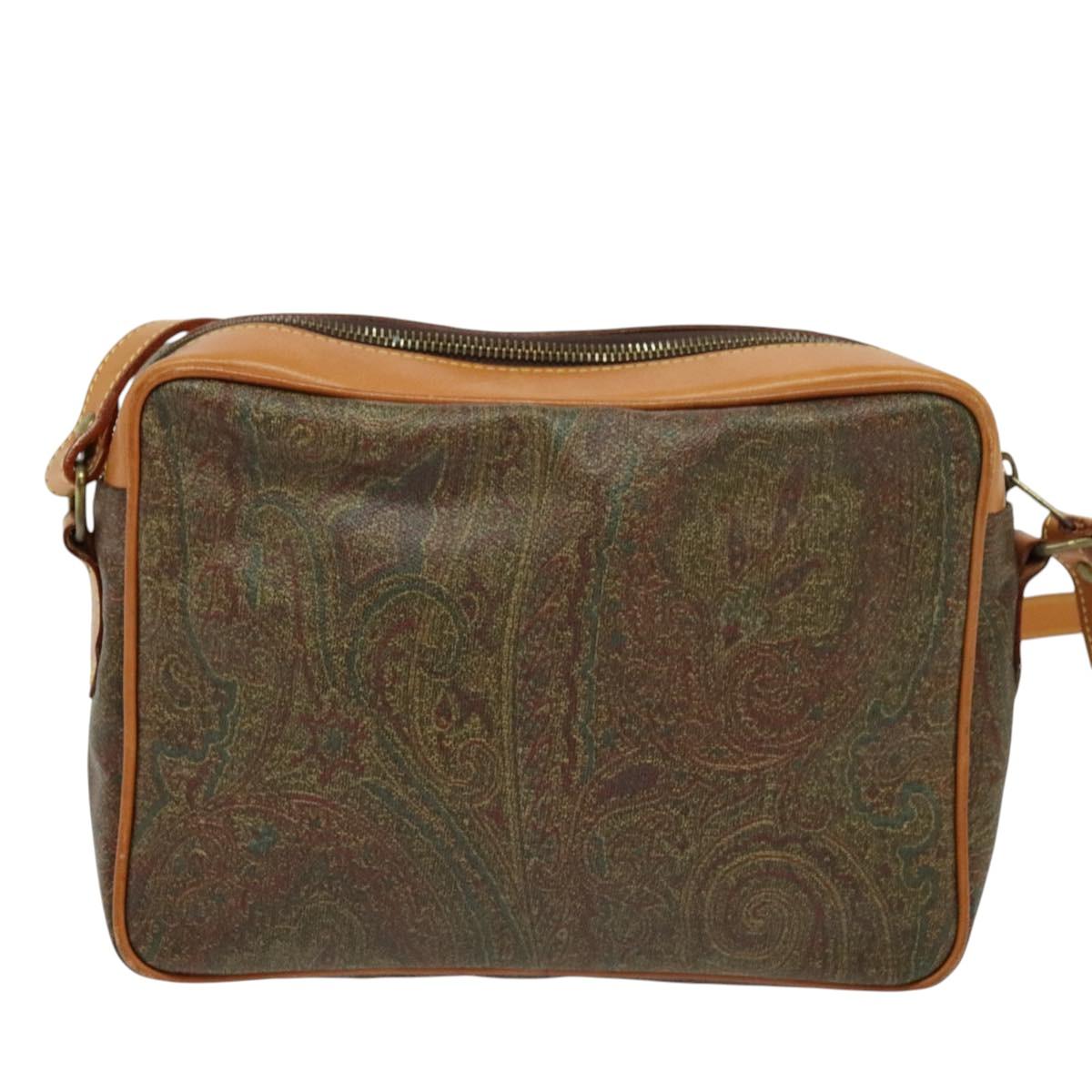 ETRO Paisley Shoulder Bag PVC Brown Gold Auth am8284