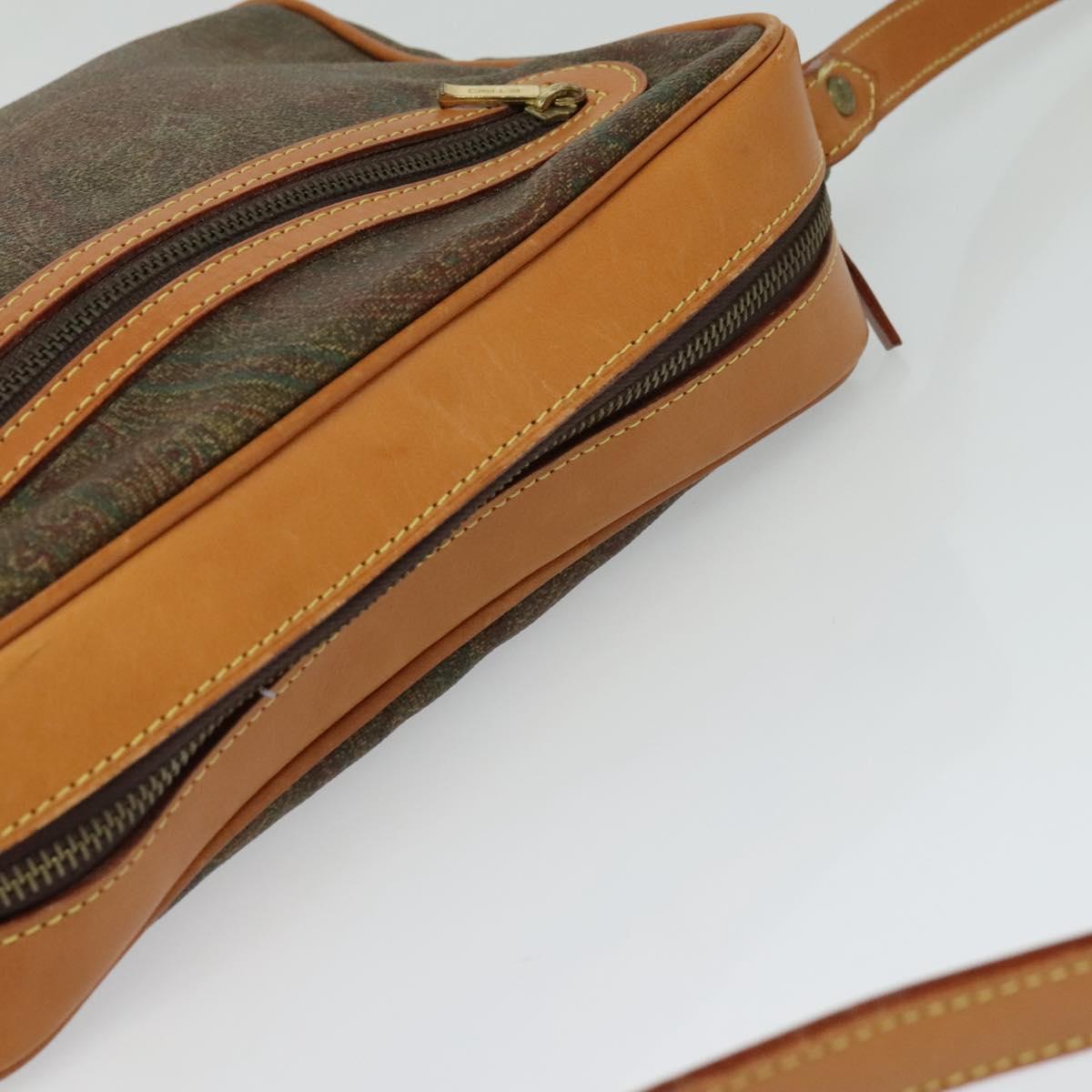 ETRO Paisley Shoulder Bag PVC Brown Gold Auth am8284