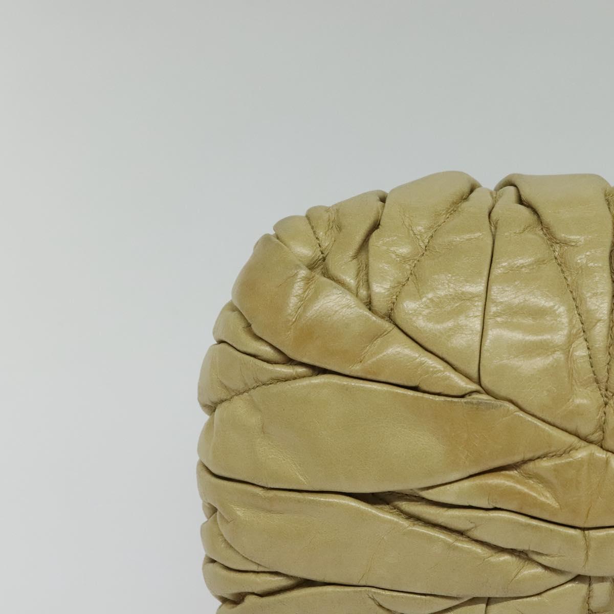 Miu Miu Matelasse Hand Bag Leather 2way Beige Gold Auth am8291