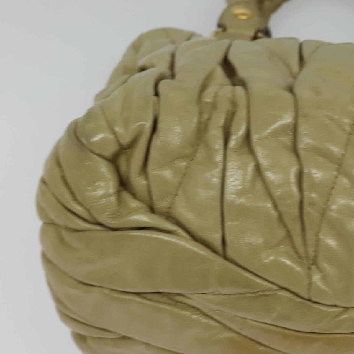 Miu Miu Matelasse Hand Bag Leather 2way Beige Gold Auth am8291