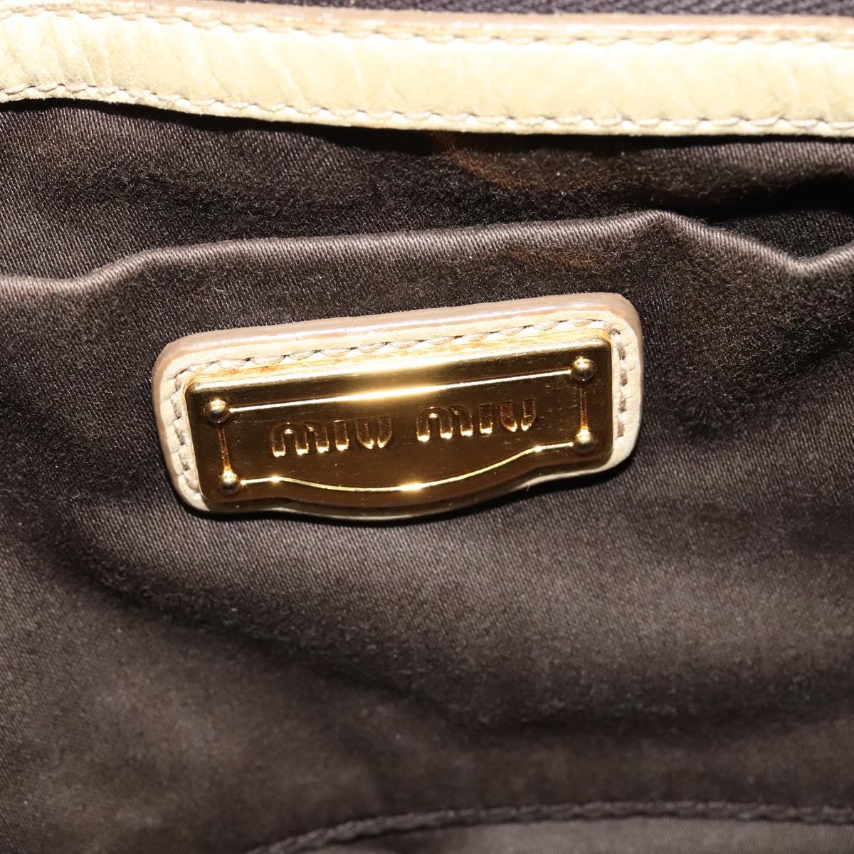 Miu Miu Matelasse Hand Bag Leather 2way Beige Gold Auth am8291