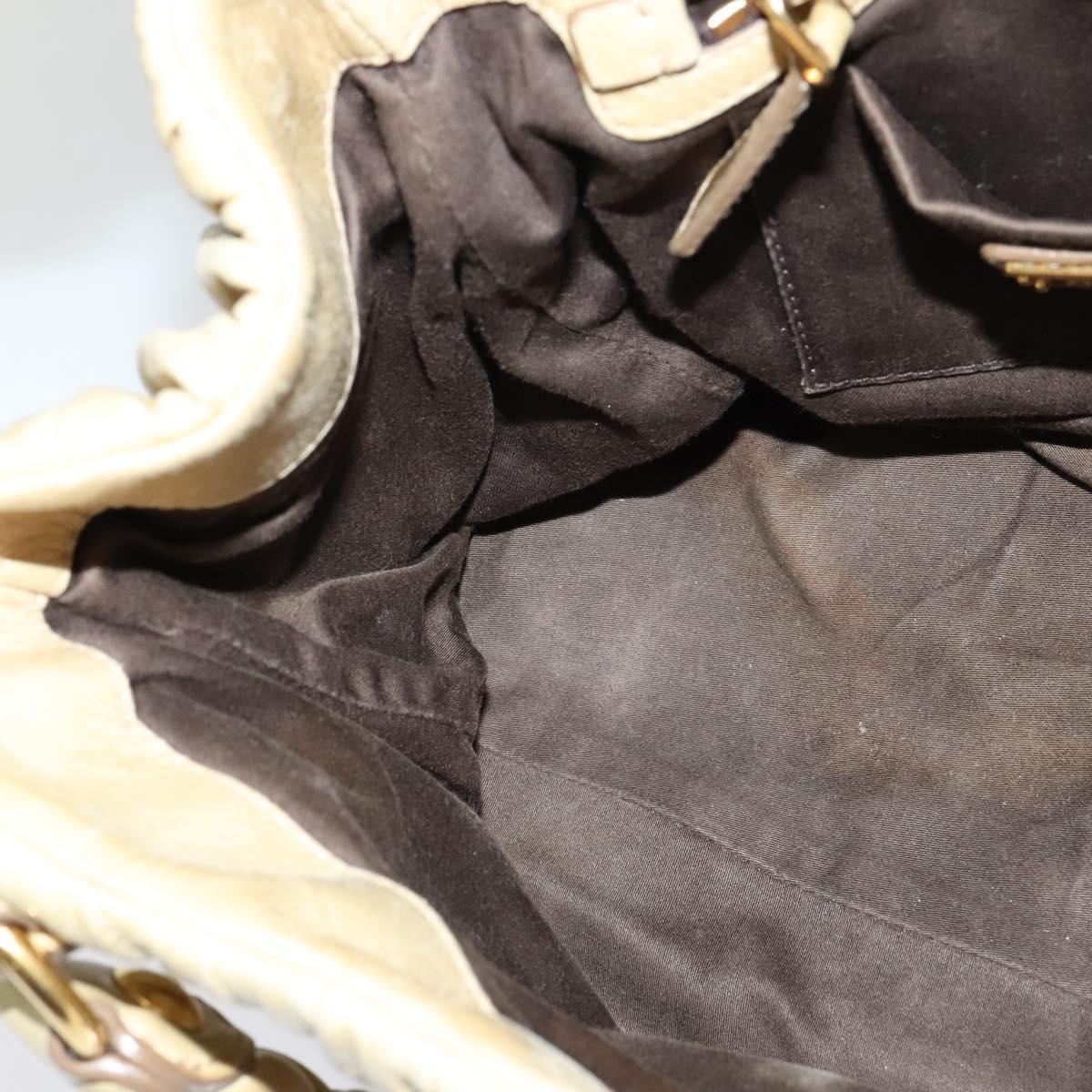Miu Miu Matelasse Hand Bag Leather 2way Beige Gold Auth am8291