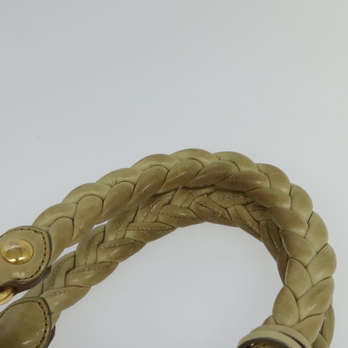 Miu Miu Matelasse Hand Bag Leather 2way Beige Gold Auth am8291