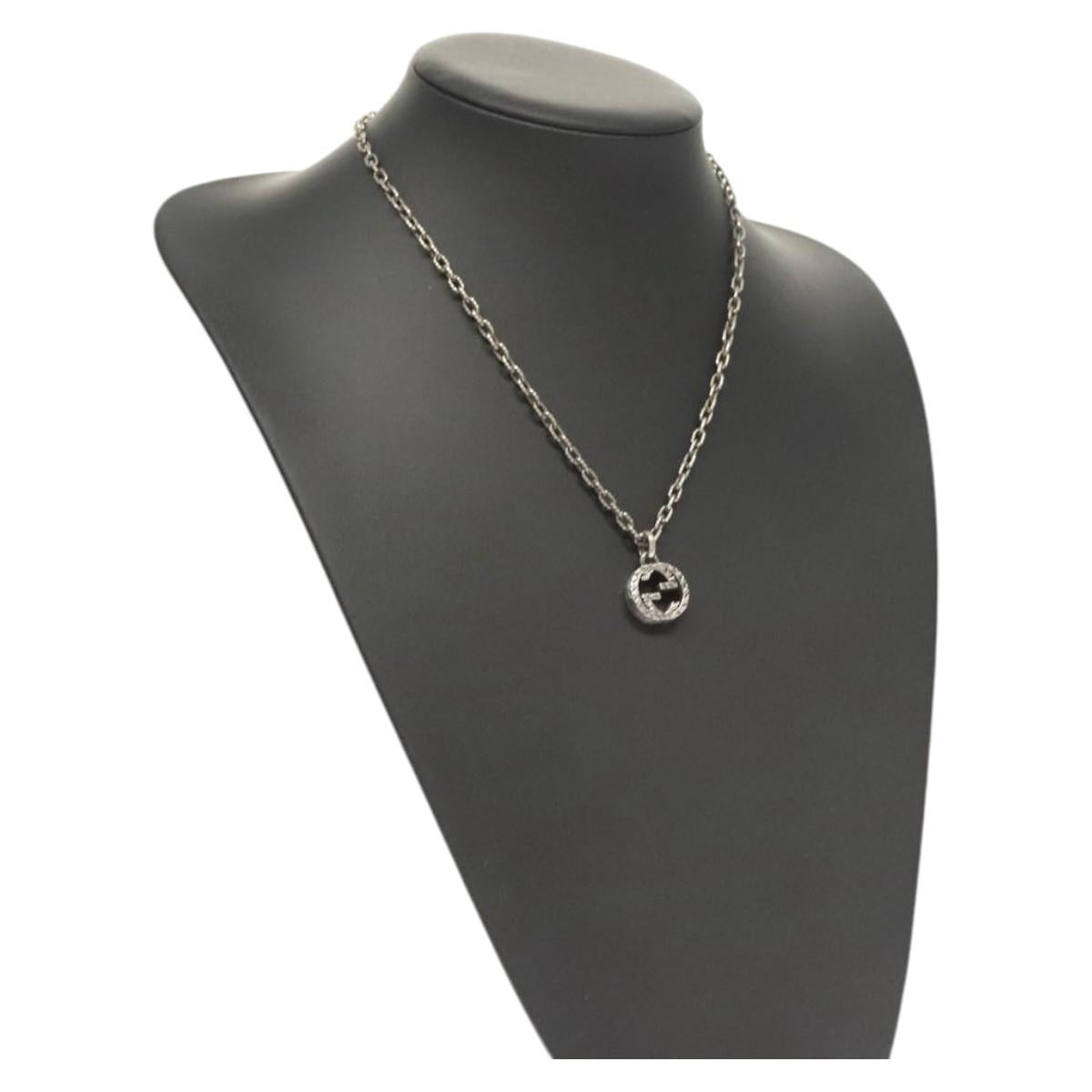 GUCCI Interlocking Necklace Ag925 Silver Auth am8310