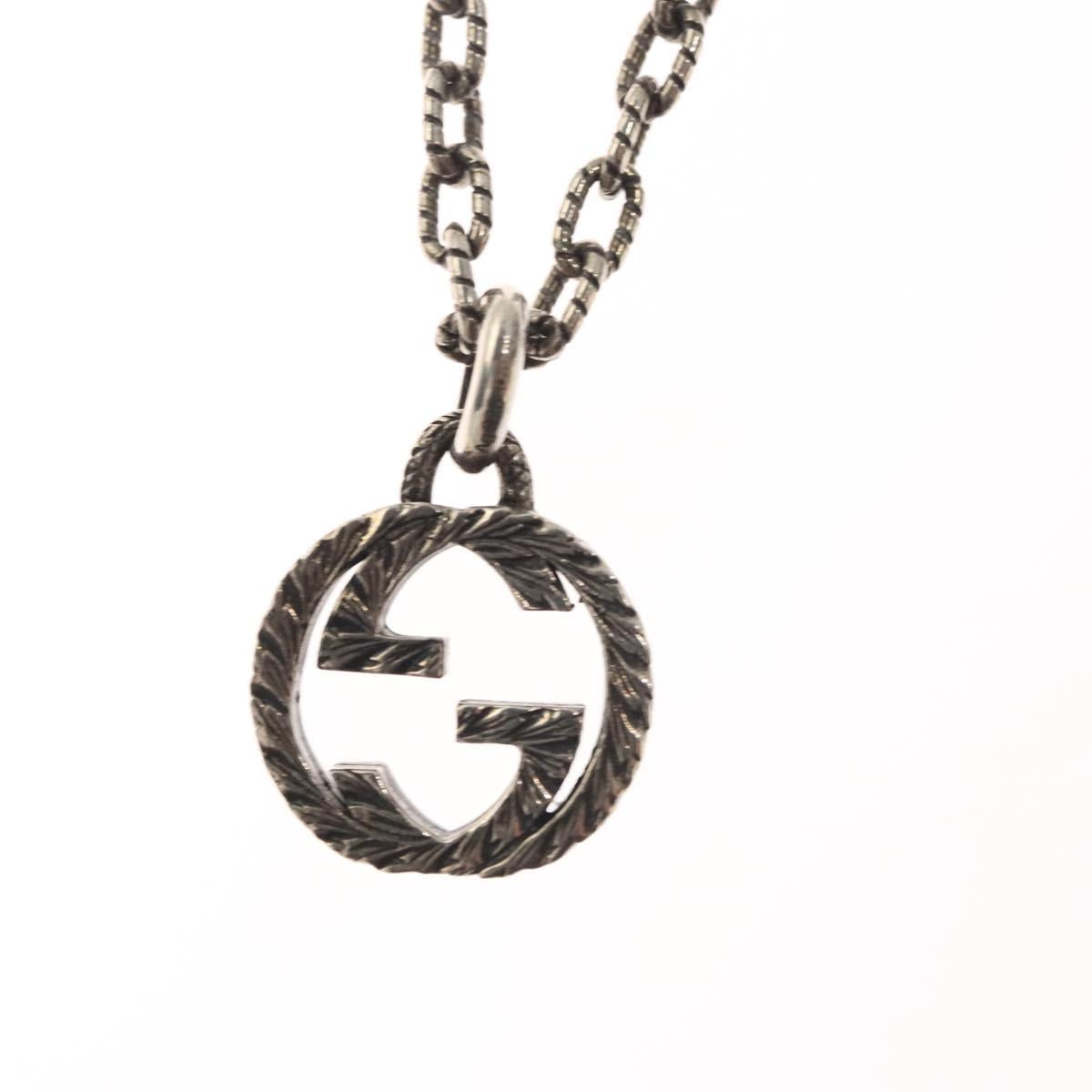 GUCCI Interlocking Necklace Ag925 Silver Auth am8310