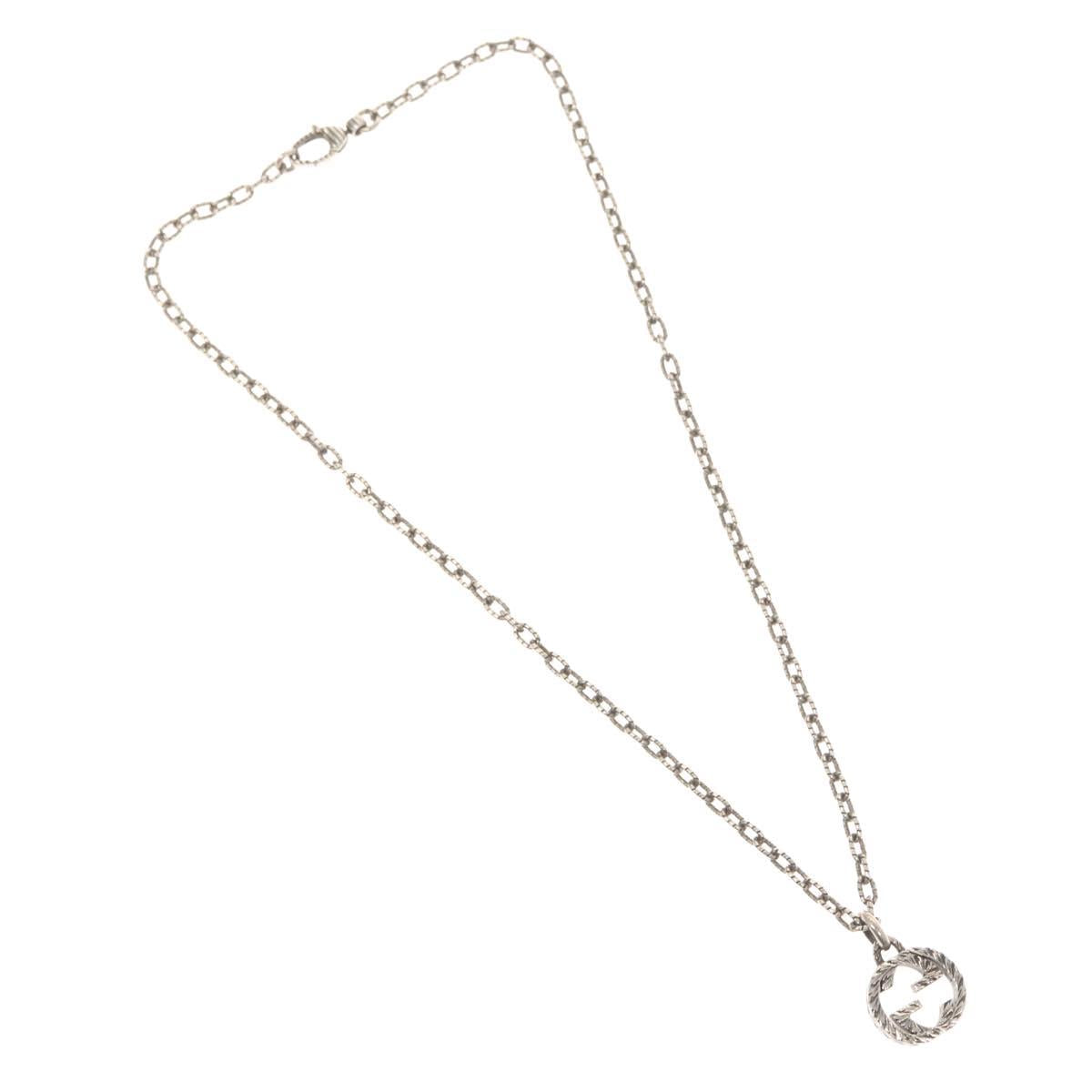 GUCCI Interlocking Necklace Ag925 Silver Auth am8310