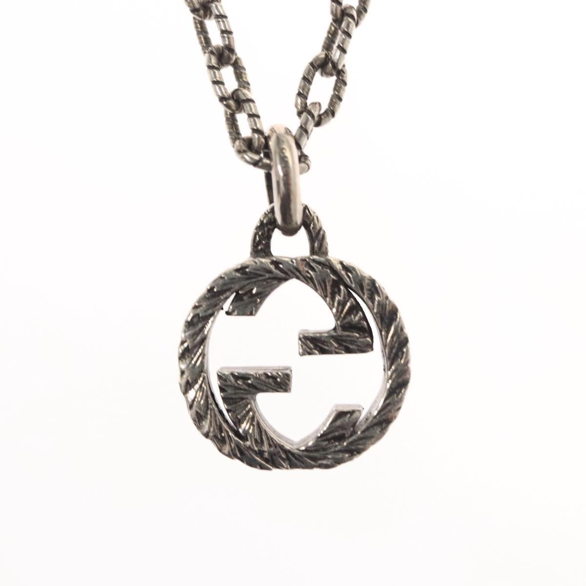 GUCCI Interlocking Necklace Ag925 Silver Auth am8310