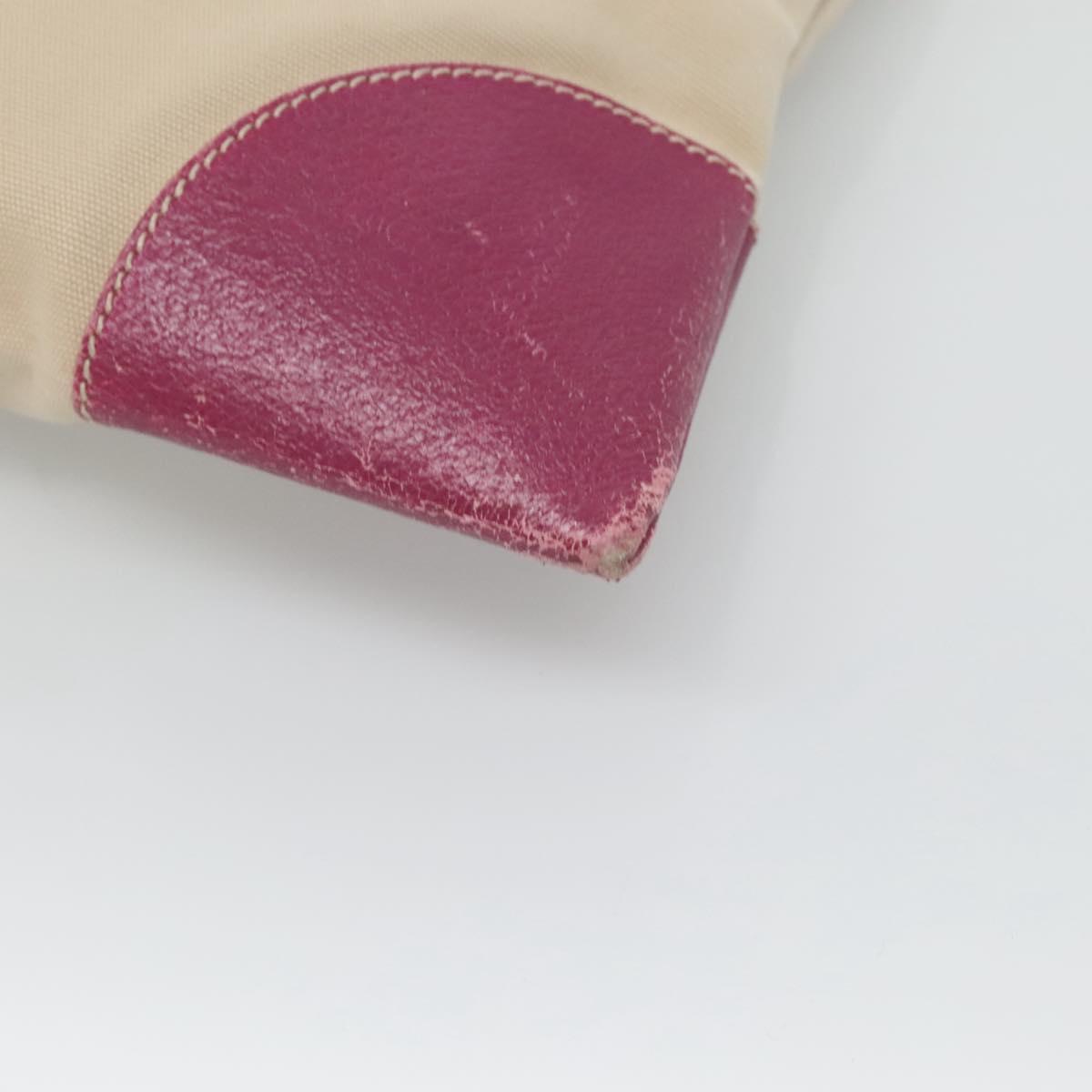 PRADA Hand Bag Canvas Leather Beige Purple Silver Auth am8322