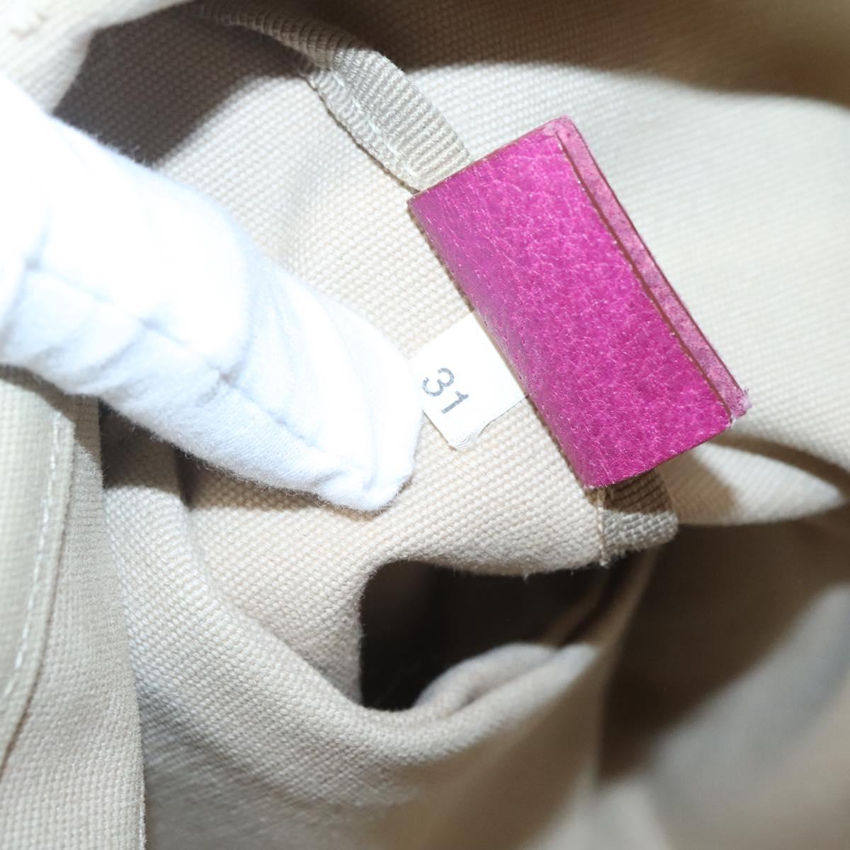 PRADA Hand Bag Canvas Leather Beige Purple Silver Auth am8322