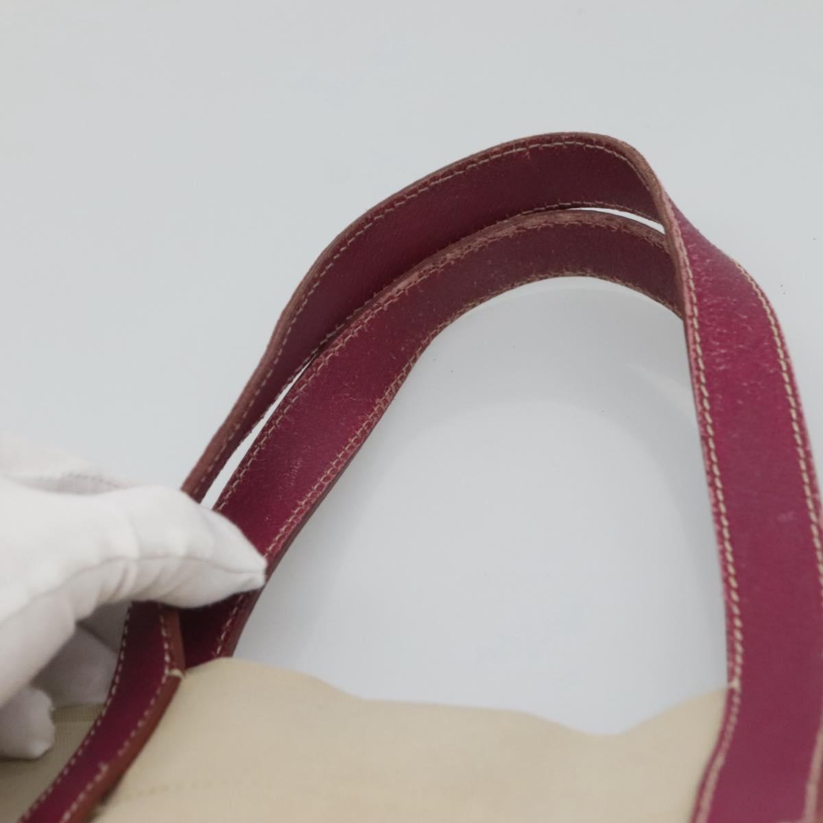 PRADA Hand Bag Canvas Leather Beige Purple Silver Auth am8322