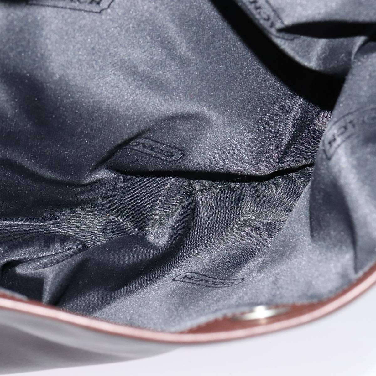 Coach Shoulder Bag Leather Brown Silver Auth am8338