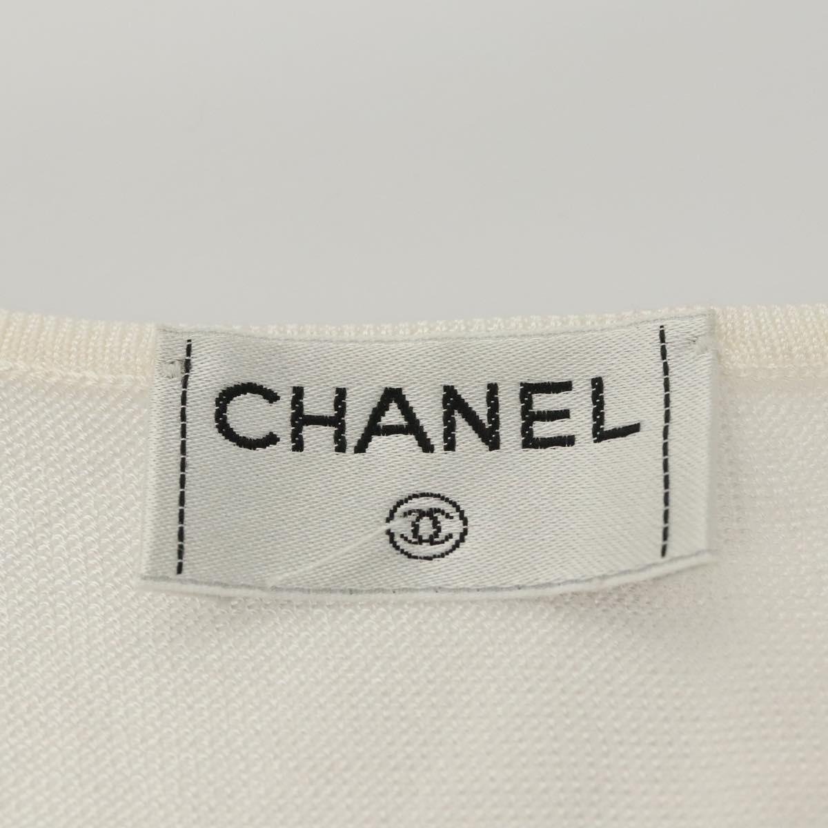 CHANEL Knitted Fabrics Tank top polyester White CC Auth am8343