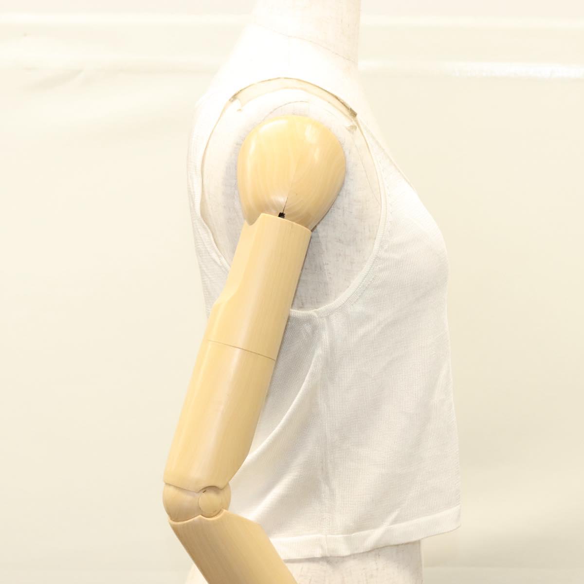 CHANEL Knitted Fabrics Tank top polyester White CC Auth am8343