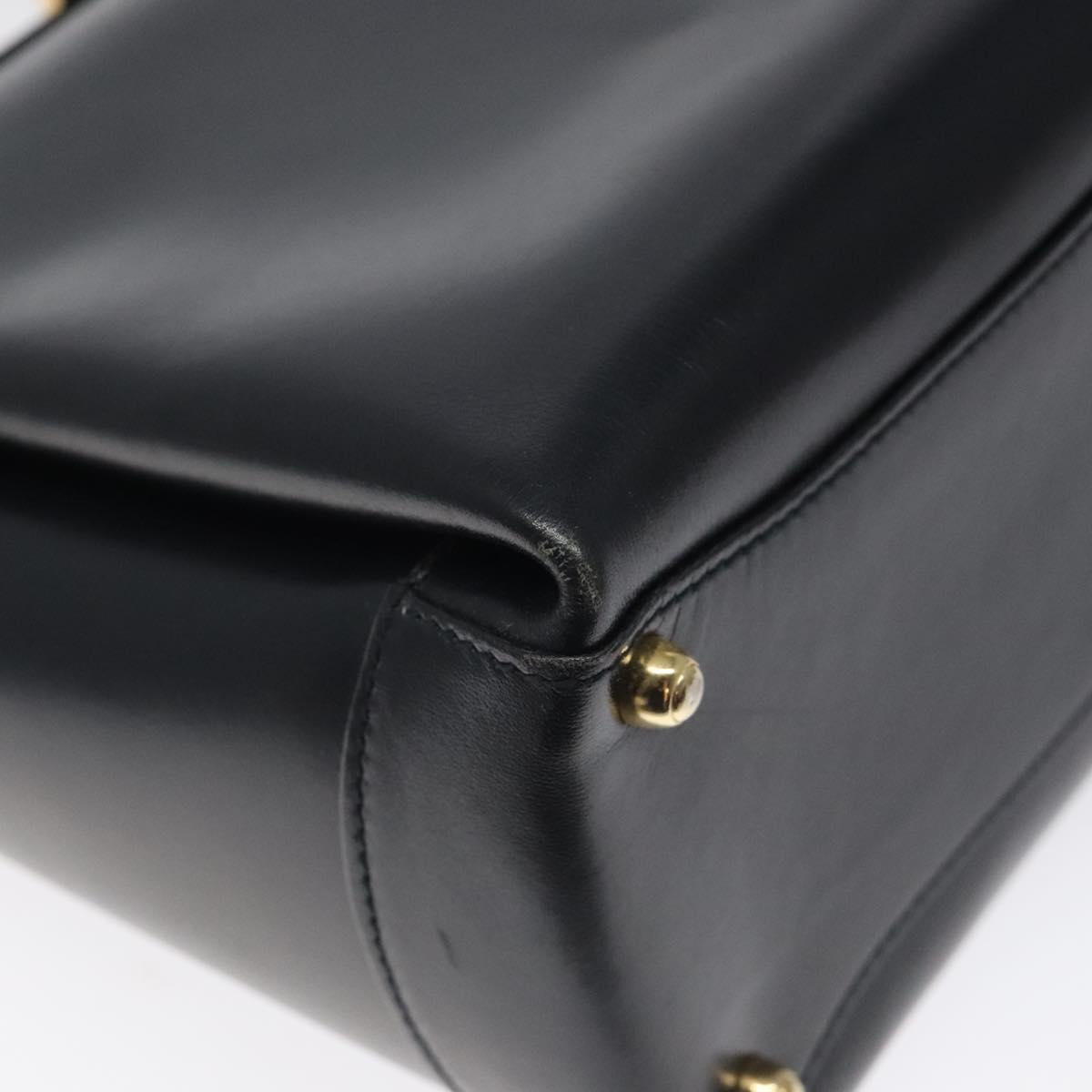 GUCCI Hand Bag Leather Navy Gold 000 1448 1269 Auth am8346