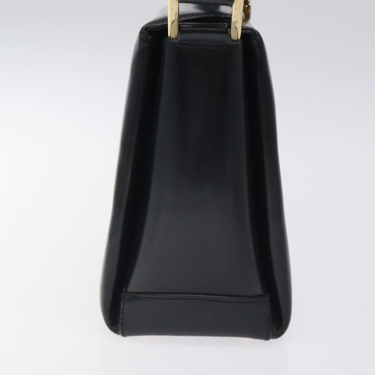 GUCCI Hand Bag Leather Navy Gold 000 1448 1269 Auth am8346