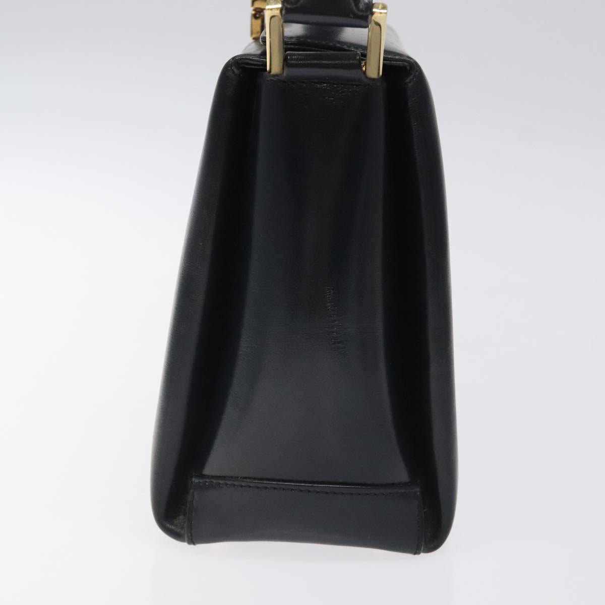 GUCCI Hand Bag Leather Navy Gold 000 1448 1269 Auth am8346