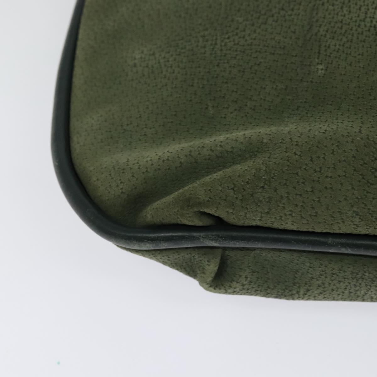 GUCCI Shoulder Bag Leather Green Gold Auth am8352