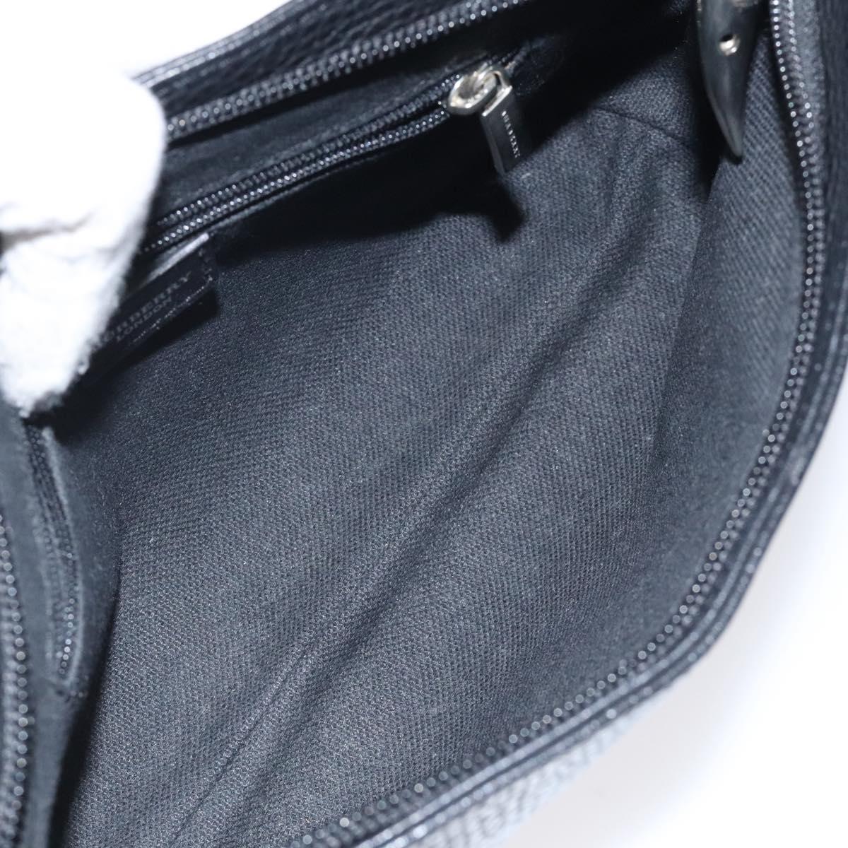 BURBERRY Shoulder Bag Leather Black Silver Auth am8354