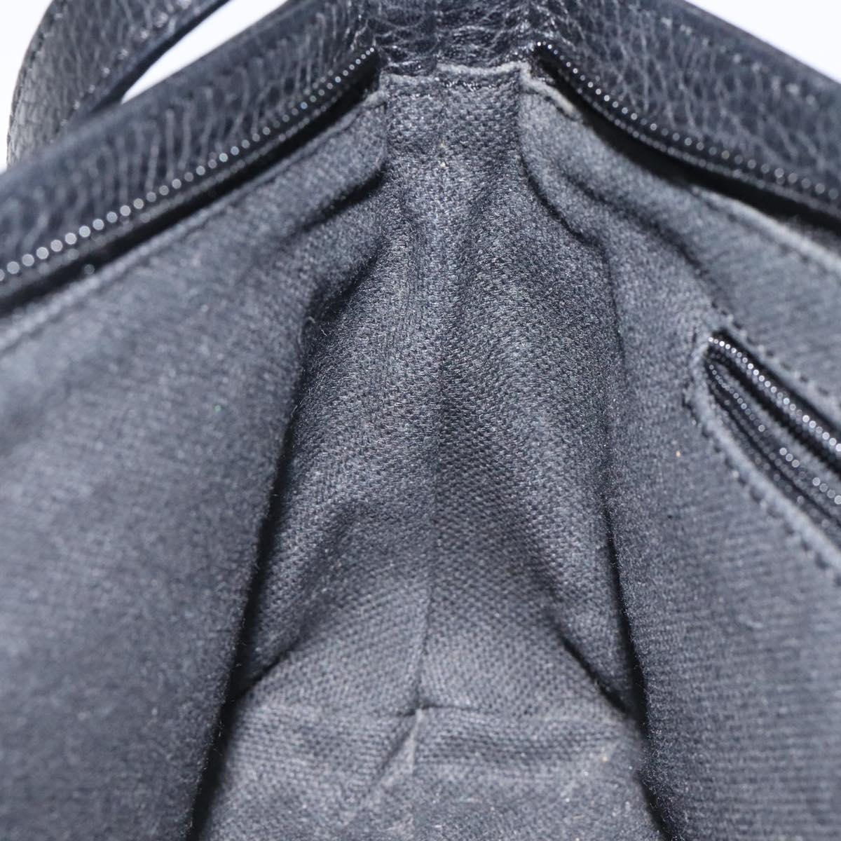 BURBERRY Shoulder Bag Leather Black Silver Auth am8354