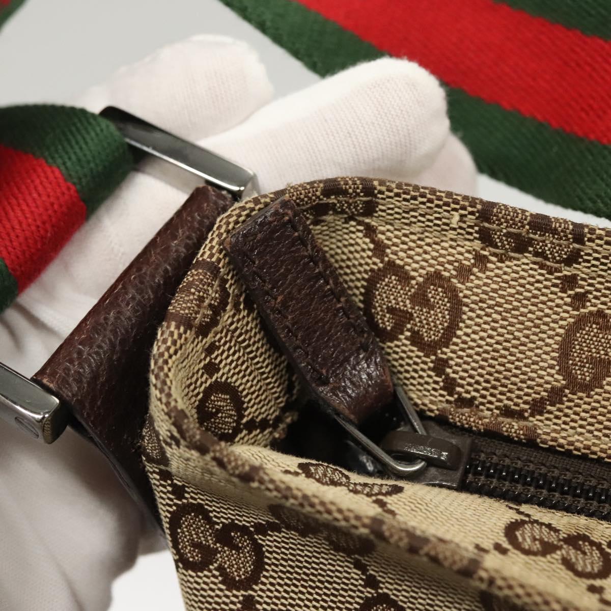 GUCCI GG Canvas Web Sherry Line Shoulder Bag Beige Green Red 189751 Auth am8390