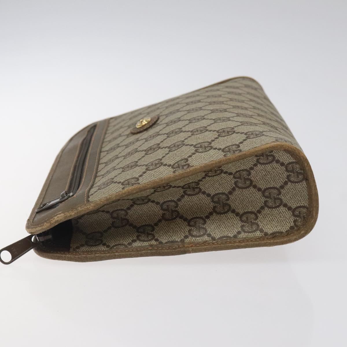 GUCCI GG Plus Supreme Clutch Bag PVC Beige 97 01 037 Auth am8392