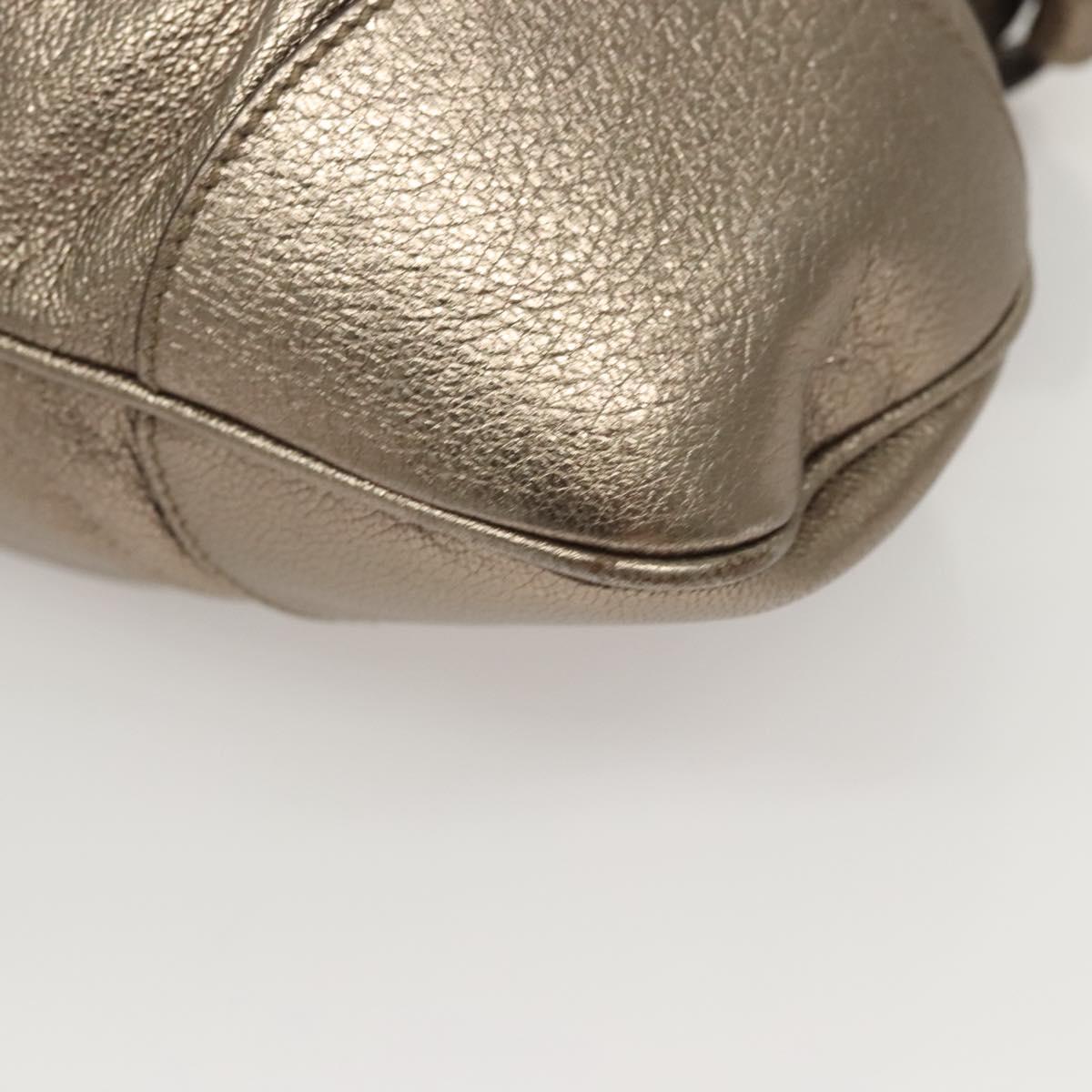 Salvatore Ferragamo Gancini Hand Bag Leather Gold Tone Silver Auth am8396