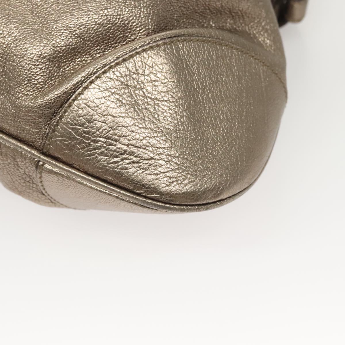 Salvatore Ferragamo Gancini Hand Bag Leather Gold Tone Silver Auth am8396