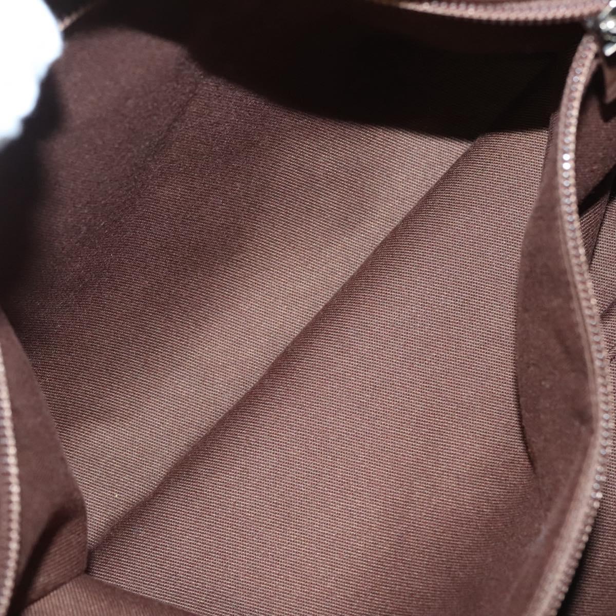 Salvatore Ferragamo Gancini Hand Bag Leather Gold Tone Silver Auth am8396