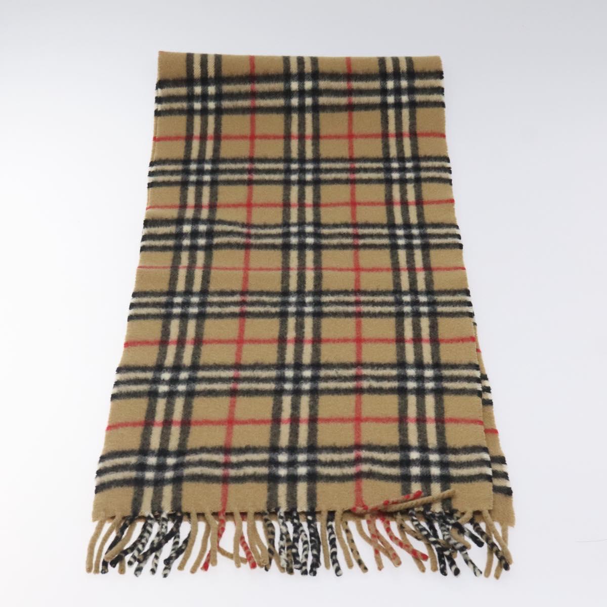 Burberrys Nova Check Scarf Cashmere Beige Auth am8416