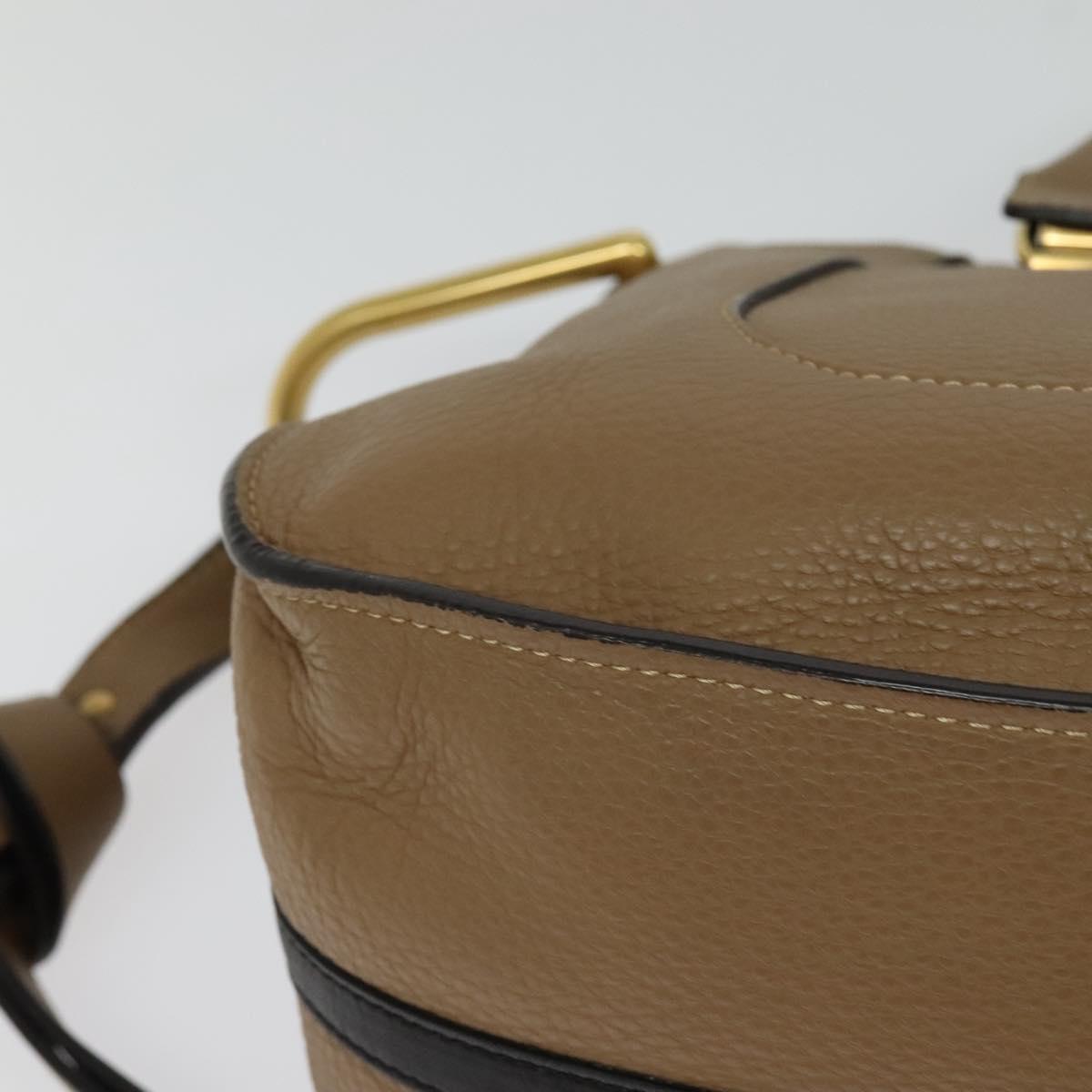 Chloe Hailey Hand Bag Leather 2way Beige Gold Auth am8424