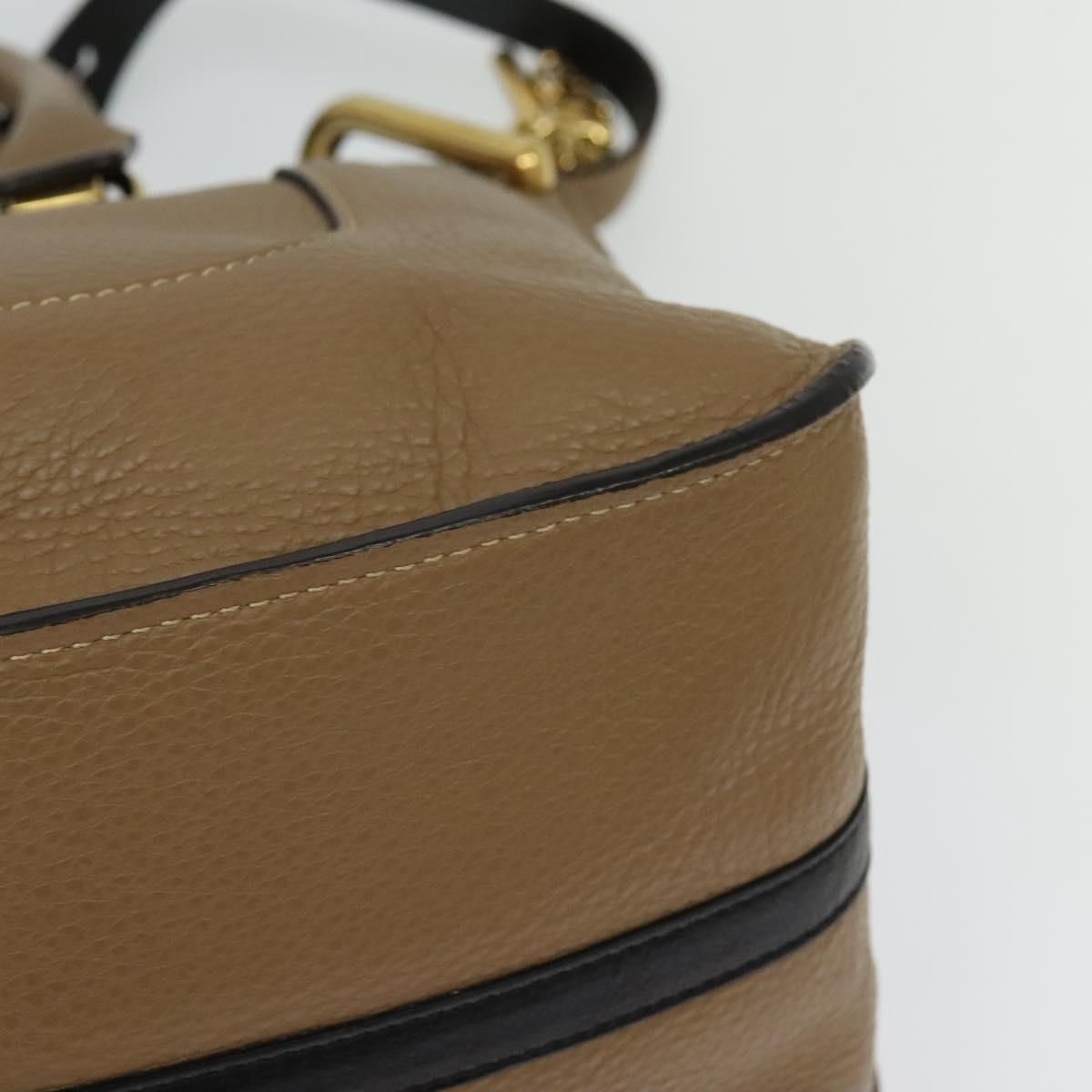 Chloe Hailey Hand Bag Leather 2way Beige Gold Auth am8424