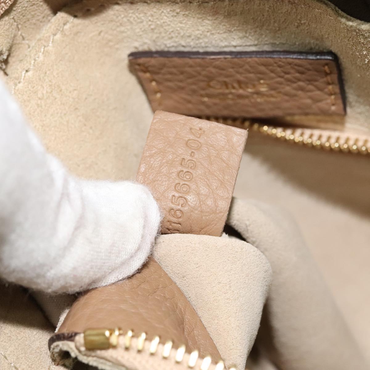 Chloe Hailey Hand Bag Leather 2way Beige Gold Auth am8424