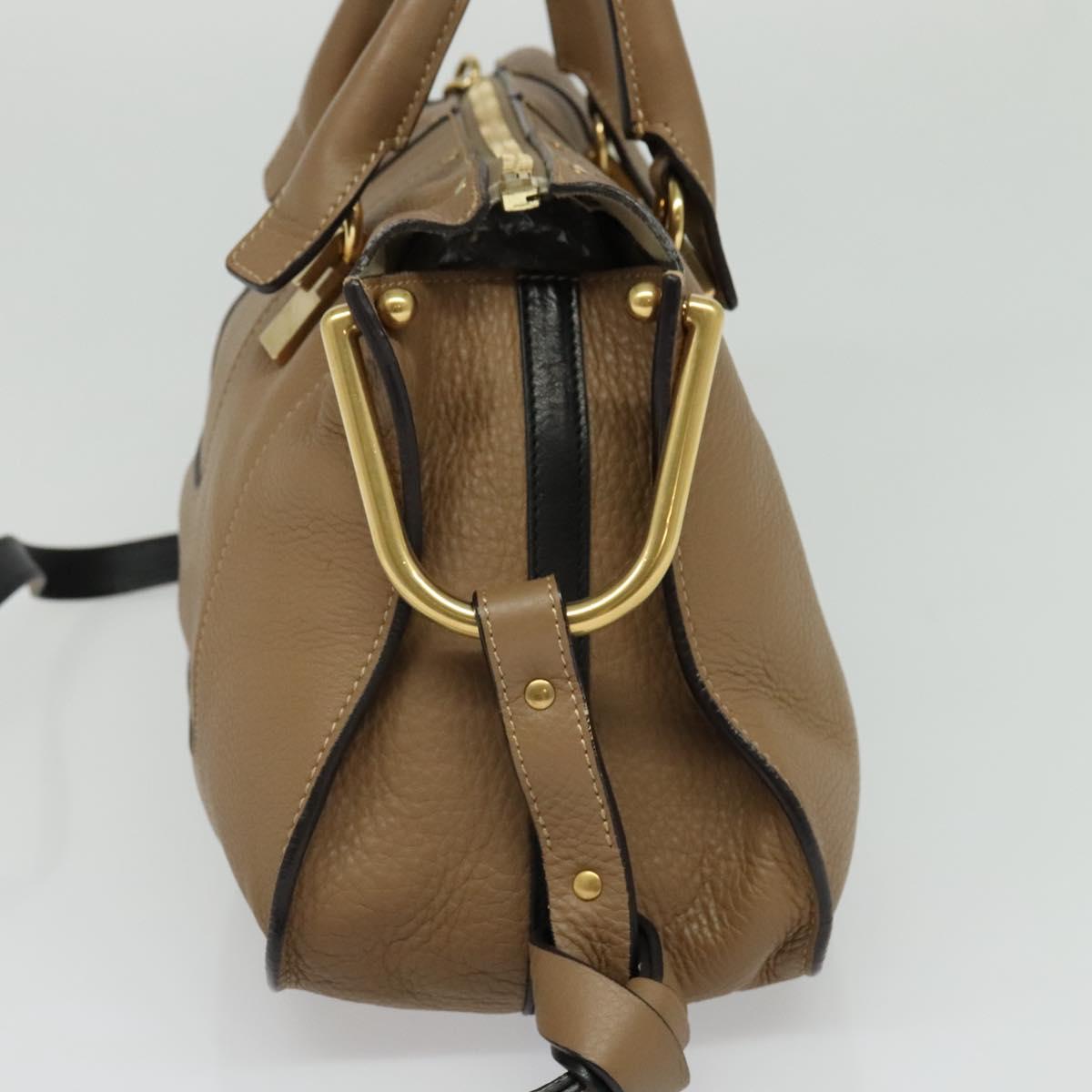 Chloe Hailey Hand Bag Leather 2way Beige Gold Auth am8424
