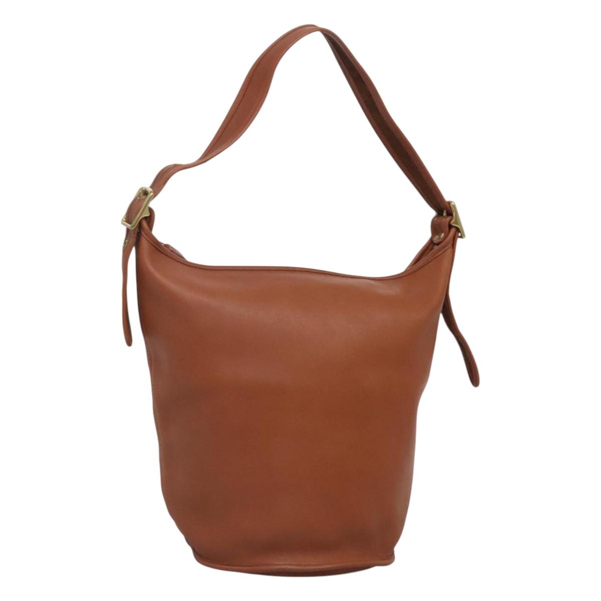 Coach Shoulder Bag Leather Brown Auth am8426
