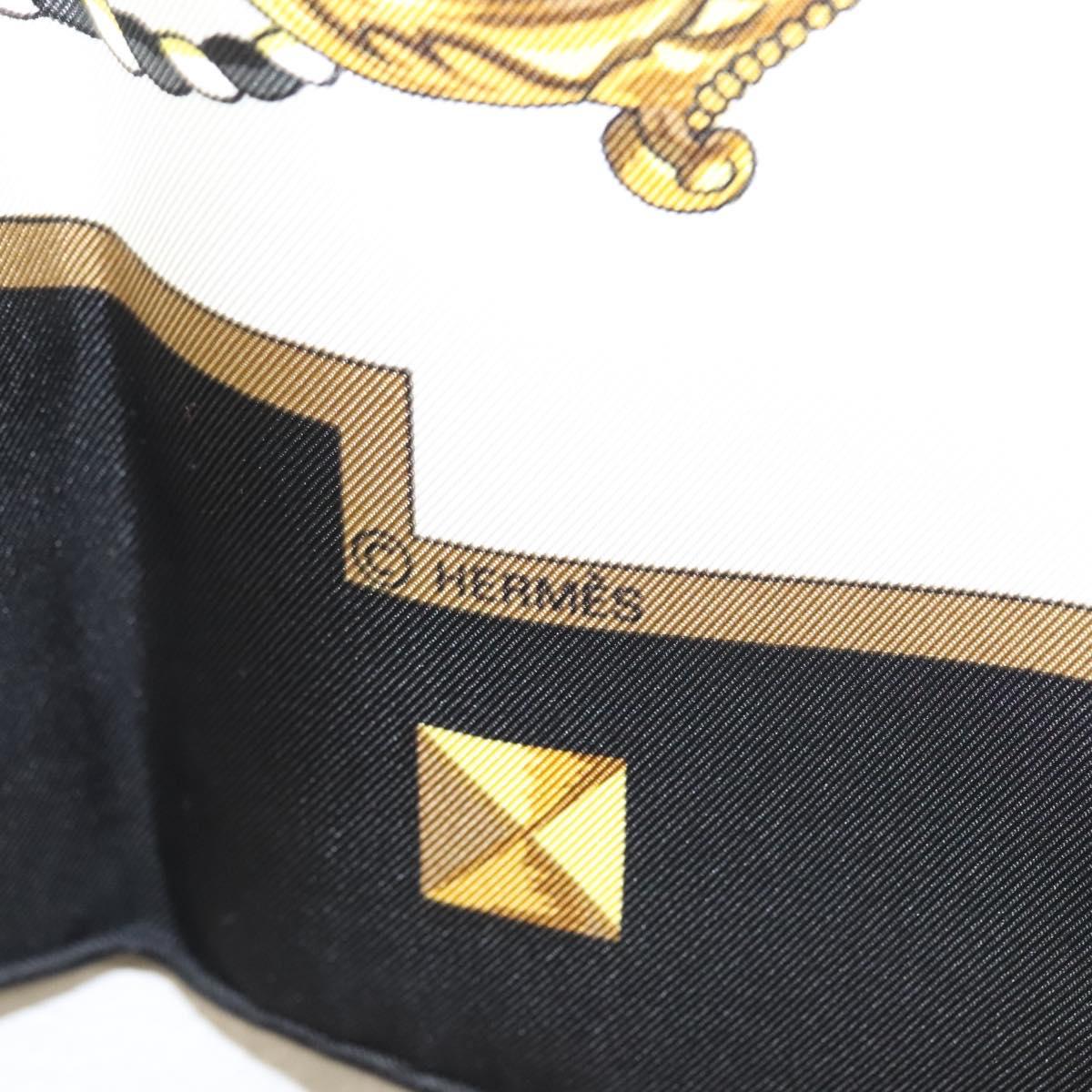 HERMES Carre 90 Scarf ""LES CLES THE KEYS RARE"" Silk White Auth am8434