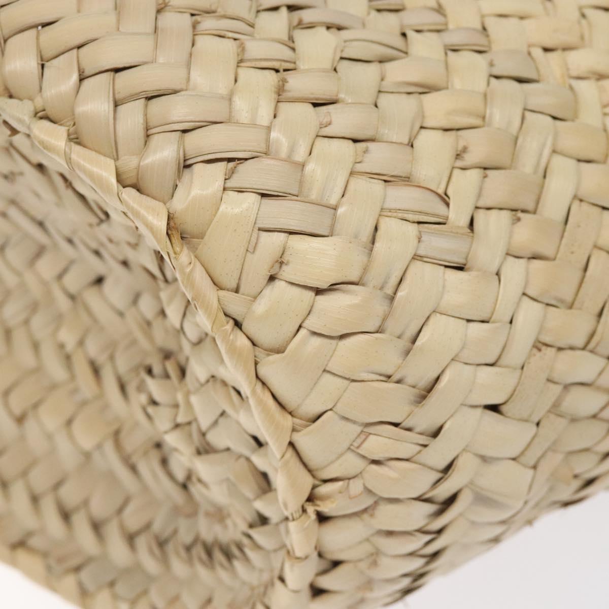 LOEWE Anagram Basket bag Hand Bag Raffia Leather Beige Red Silver Auth am8437