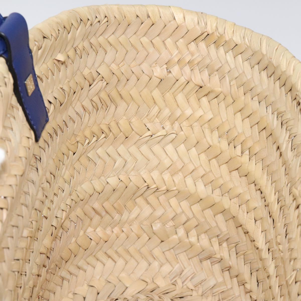 LOEWE Anagram Basket bag Hand Bag Raffia Leather Beige Red Silver Auth am8437