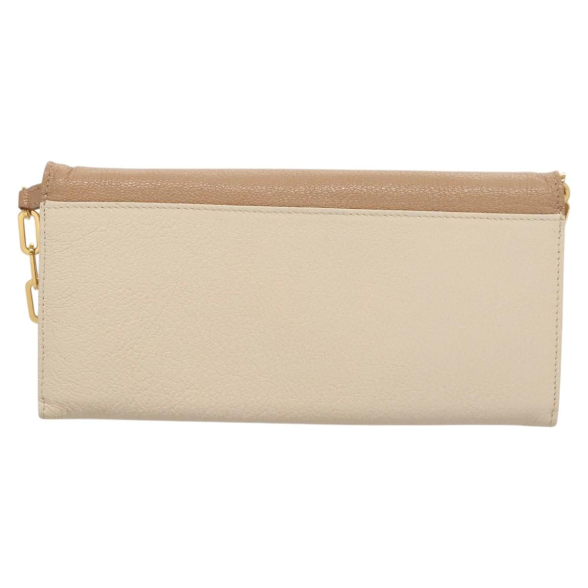 Miu Miu Chain Wallet Leather Pink Gold Auth am8441
