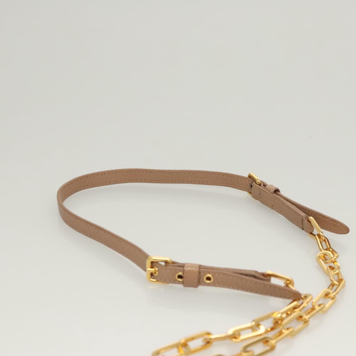 Miu Miu Chain Wallet Leather Pink Gold Auth am8441