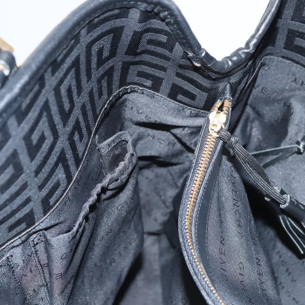 GIVENCHY Tote Bag Canvas Black Gold Auth am8454