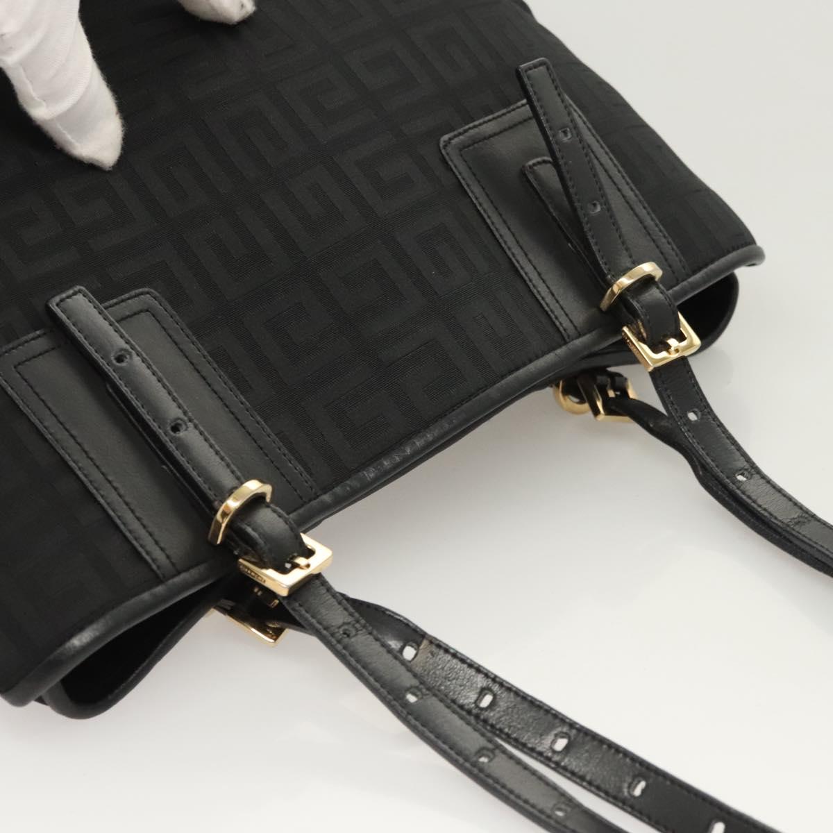 GIVENCHY Tote Bag Canvas Black Gold Auth am8454