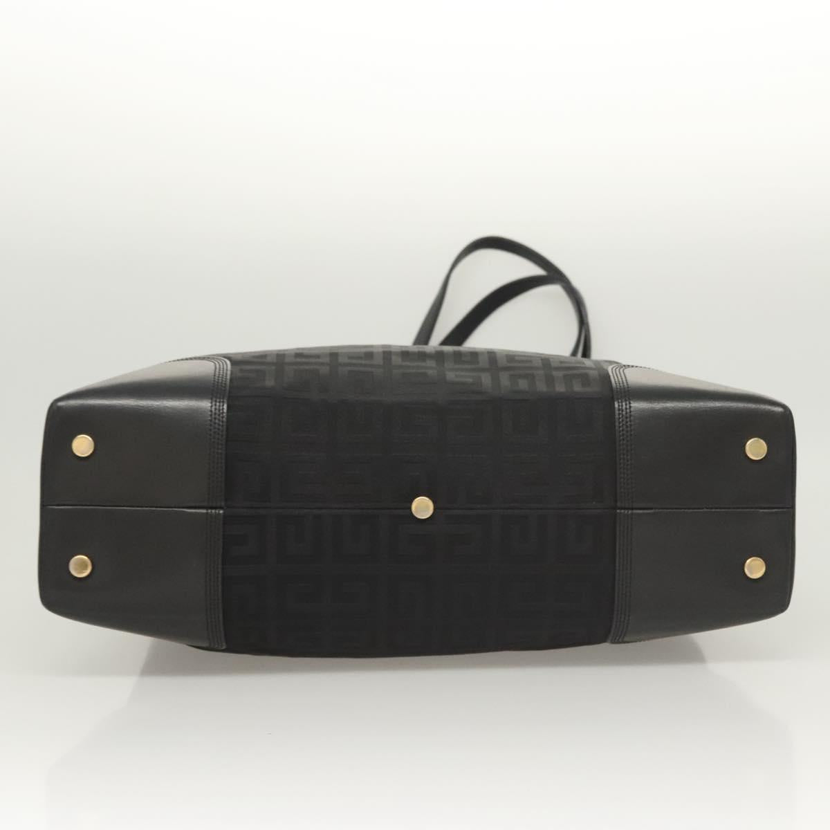 GIVENCHY Tote Bag Canvas Black Gold Auth am8454