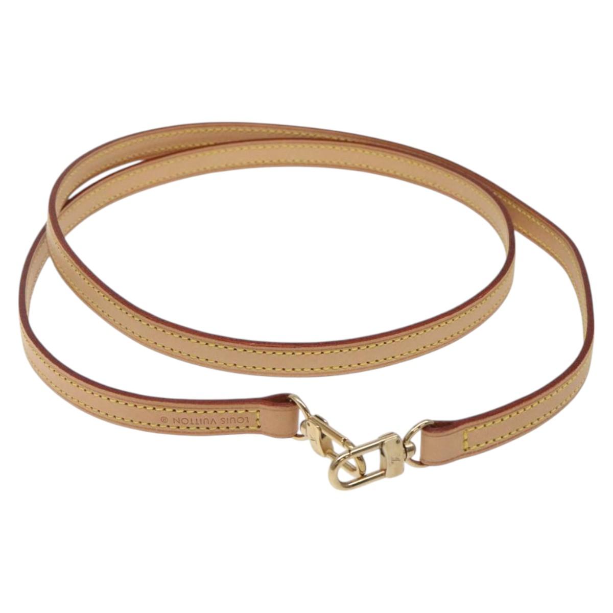 LOUIS VUITTON Shoulder Strap Leather 44.5"" Beige LV Auth am8457