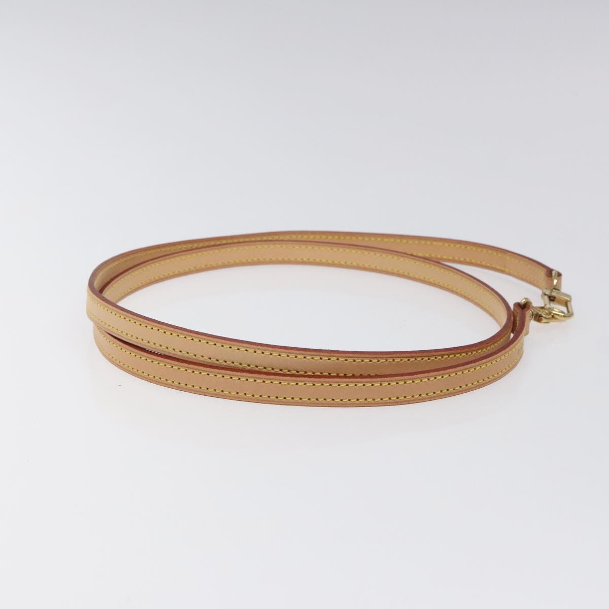LOUIS VUITTON Shoulder Strap Leather 44.5"" Beige LV Auth am8457