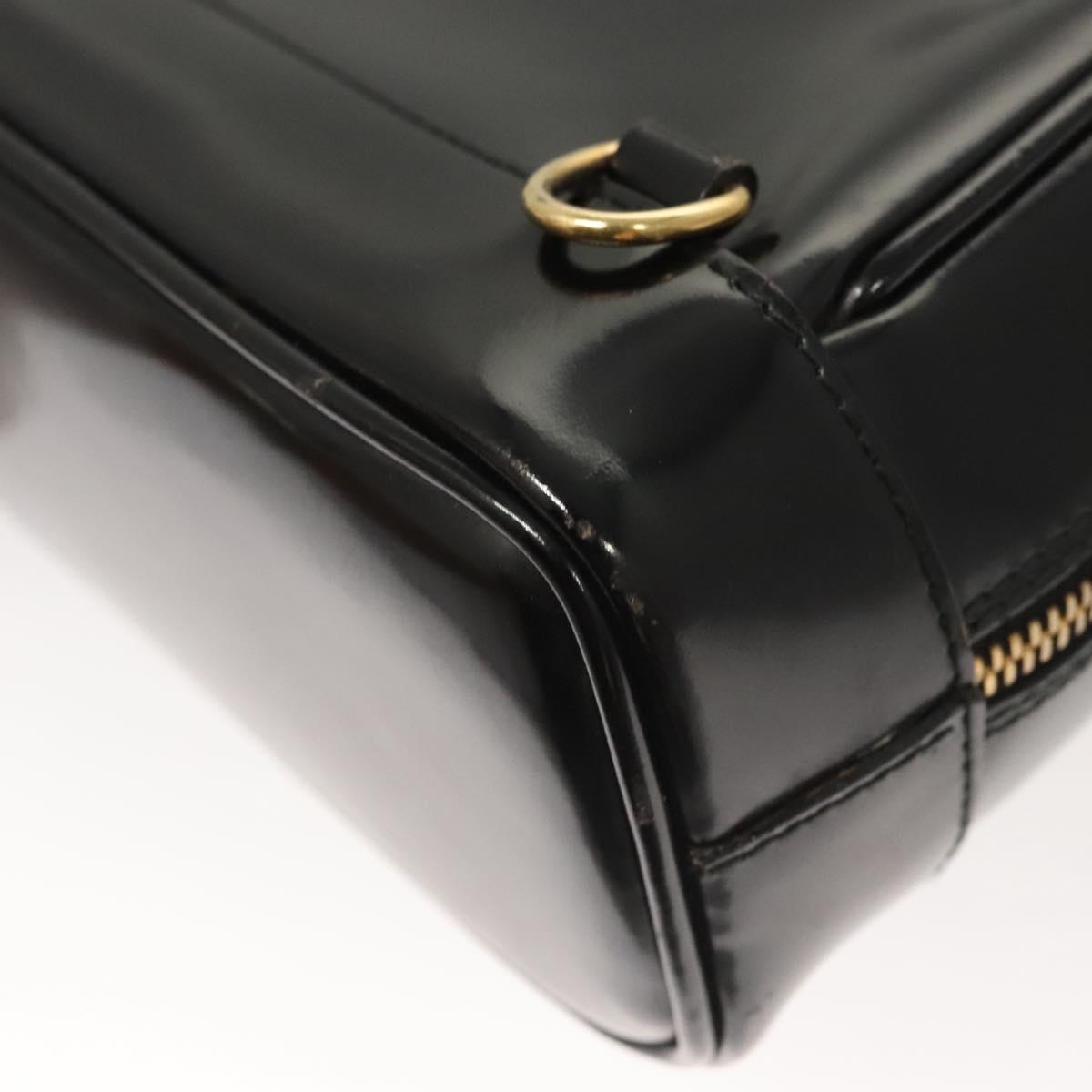 GUCCI Bamboo Shoulder Bag Enamel Black Gold 007 2113 0127 Auth am8459