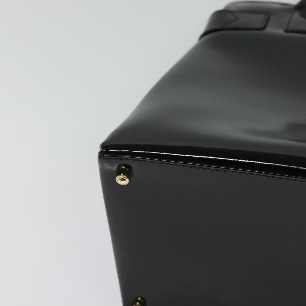 GUCCI Hand Bag Enamel 2way Black Gold 000 1046 0503 Auth am8463